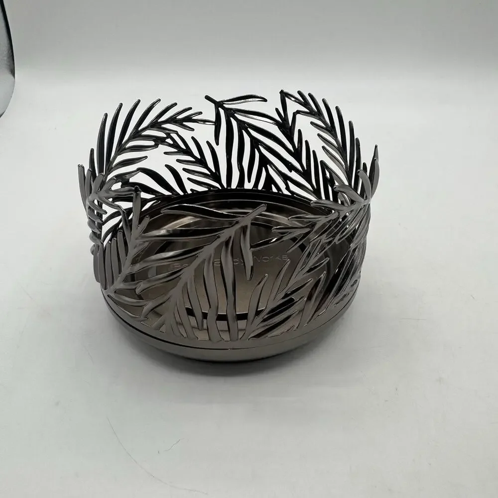 NEW Bath & Body Works Fall Leaves Wide Metal Candle Holder Bronze